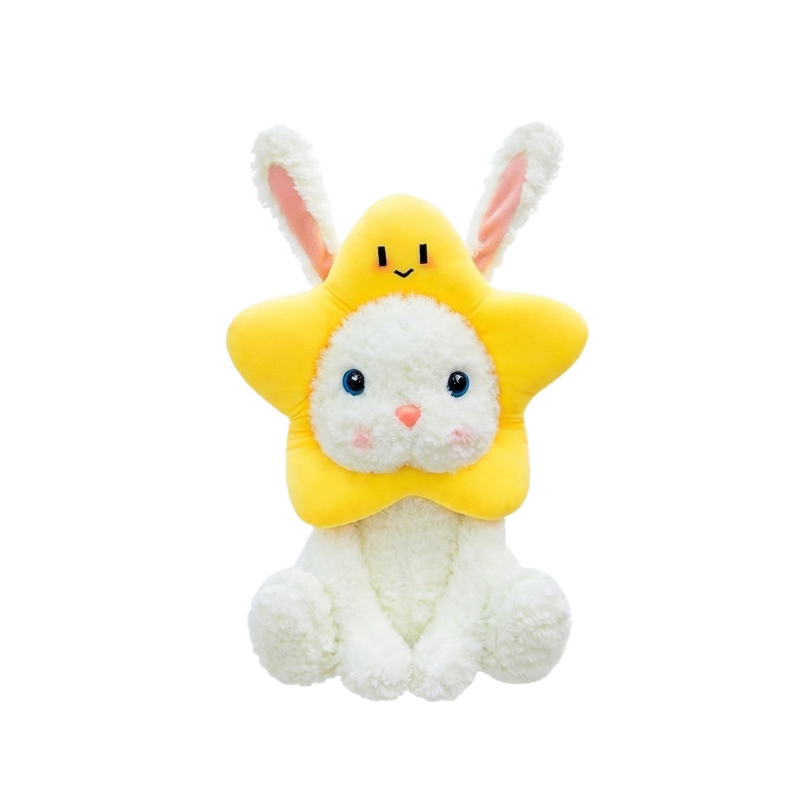 

Plush Bunny Stuffed Animal Soft Toy with Star-Shaped Hood Cozy Sitting Rabbit Doll for Kids Toddlers and Collectors One Size