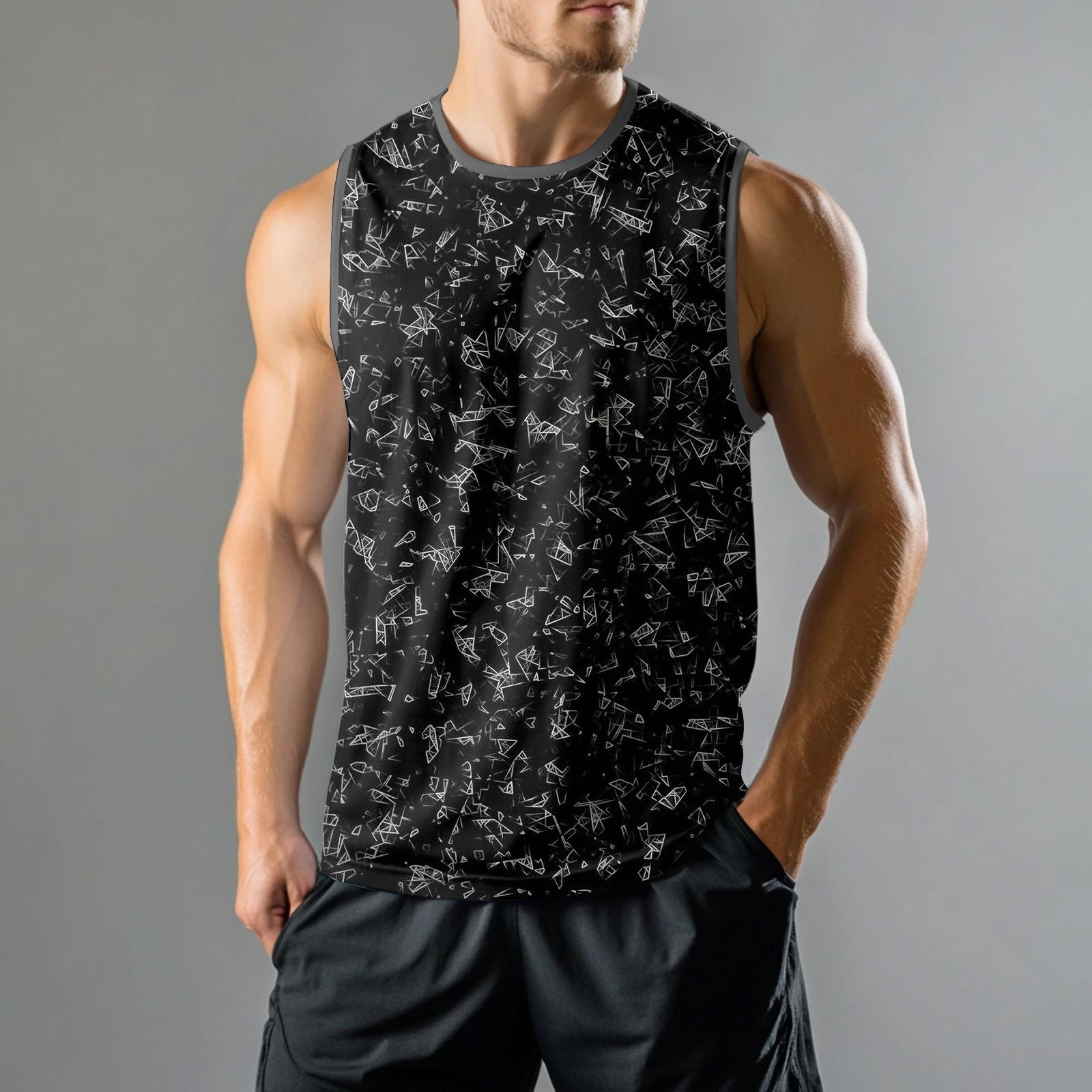 

Мужская мода принтованный спортивный повседневный жилет без рукавов XXL чёрный