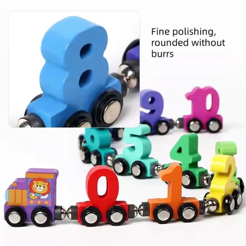 Wooden Number Digital Magnetic Train Toys Colorful Building Blocks Educational Hand-Eye Coordination Magnetic Digital Train