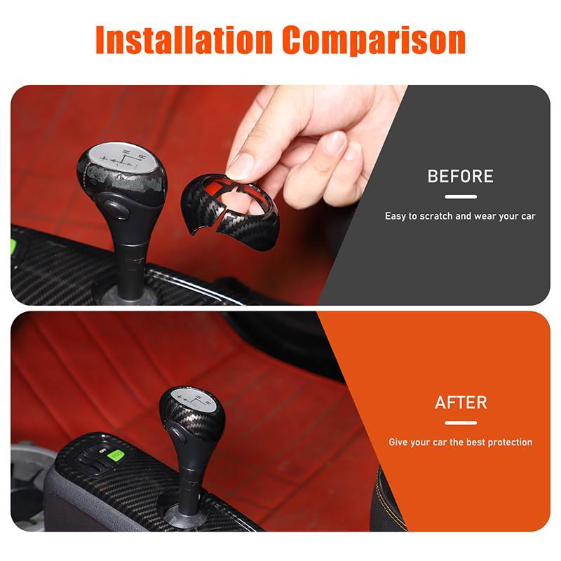Carbon Fiber car center console head cover gear head cover trim Suitable for Mercedes-Benz Smart 451 Fortwo 2009-2015