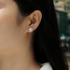 Rhodium Plated S925 Sterling Silver Round Cut 2CT Womens Moissanite Diamond Solitaire Stud Earring