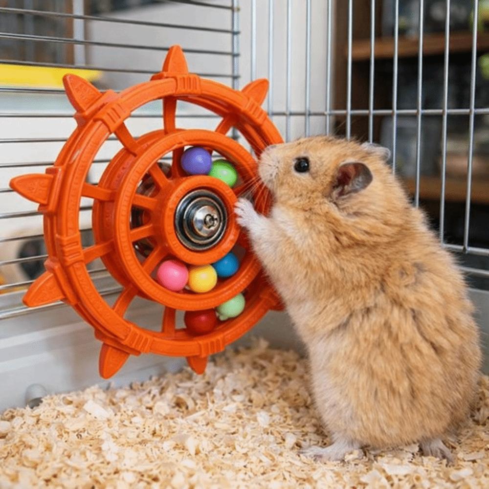 Rudder Shaped Interactive Spinning Wheel Colorful Beads Bird Cage Toy  Bird Cage Use