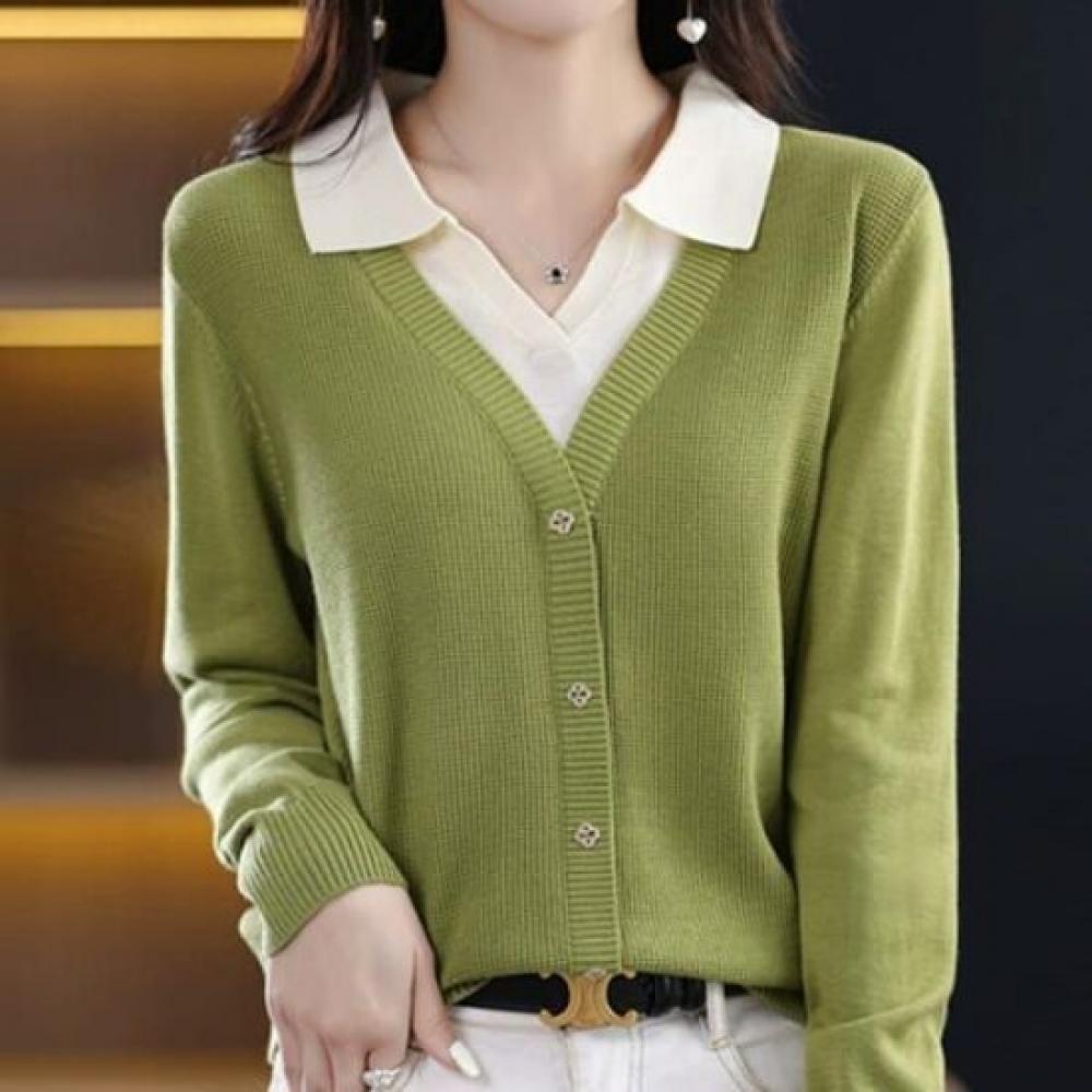 Navava Casual Two In One Collar Long Sleeve Knit Nk2398