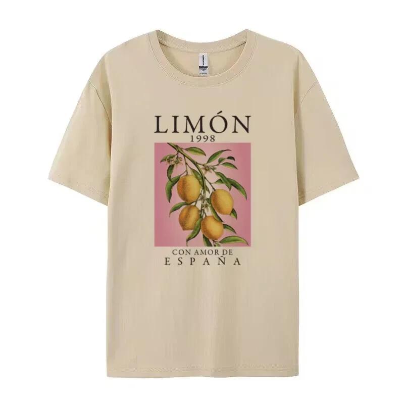 

Lemon Fruit Print T-Shirts Cotton Women Graphic Tops Vintage Aesthetic Botanical Streetwear Shirt Cottagecore Clothes Oversized 4XL