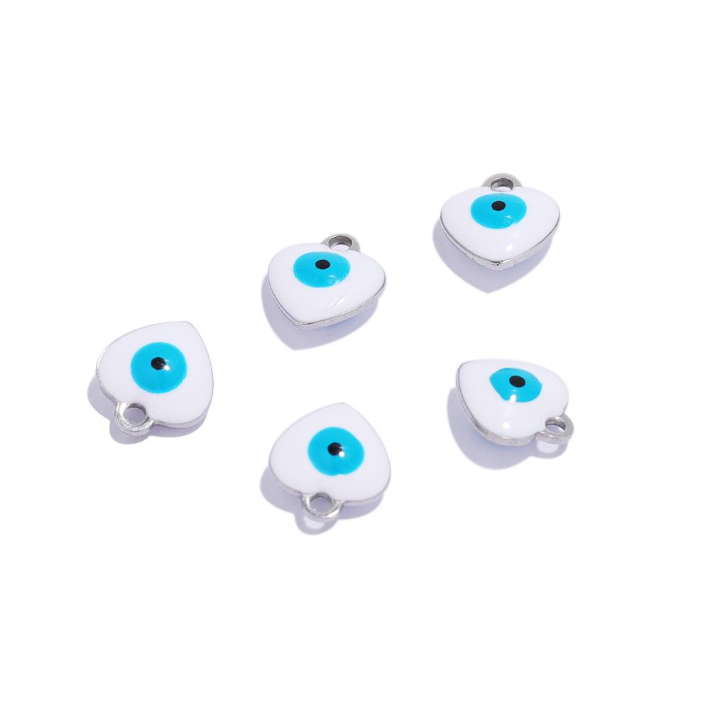

20pcs Stainless Steel 8mm Heart Cute Enamel Eyes Charms DIY Bracelet Accessories Necklace Findings Jewelry Making Supplies