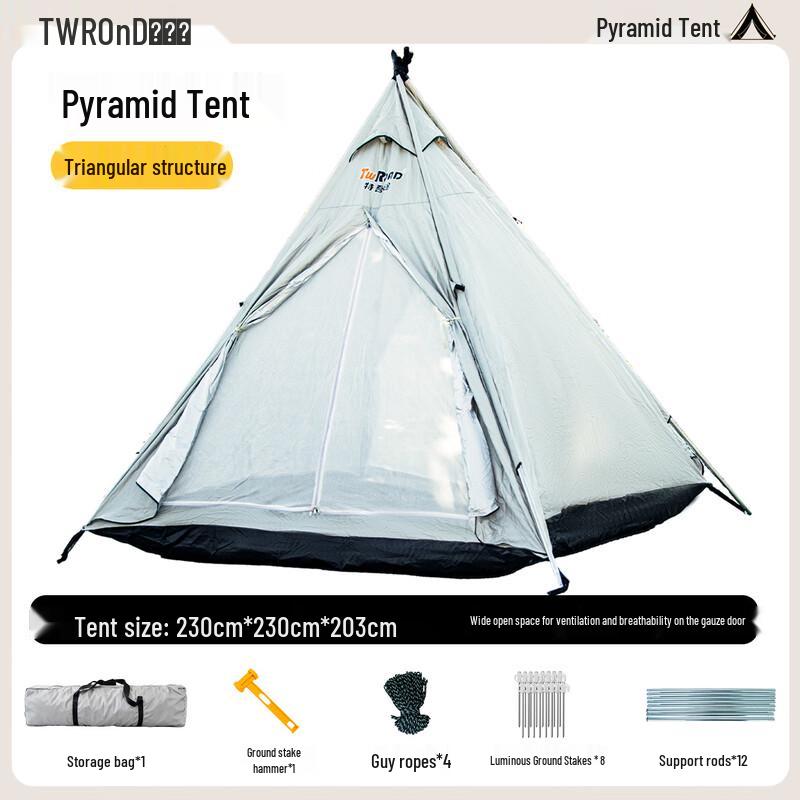 TWROAD Portable Pyramid Camping Tent 2-3 Person