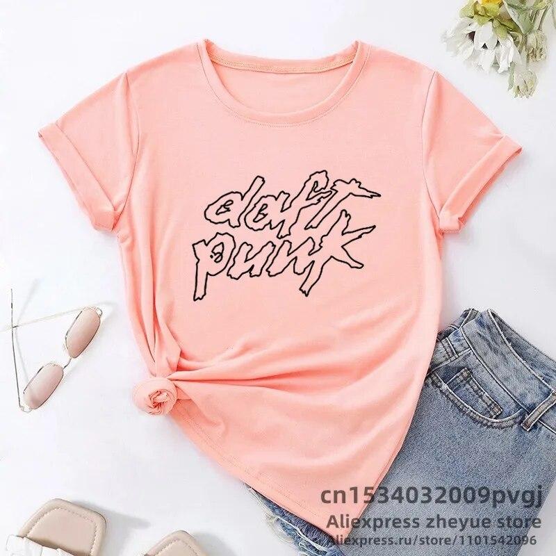 

Daft Punk T-Shirt Women Unisex Harajuku Band T-Shirt Unisex Streetwear Літні повсякденні жіночі футболки з круглим вирізом Модні футболки з принтом унісекс XL