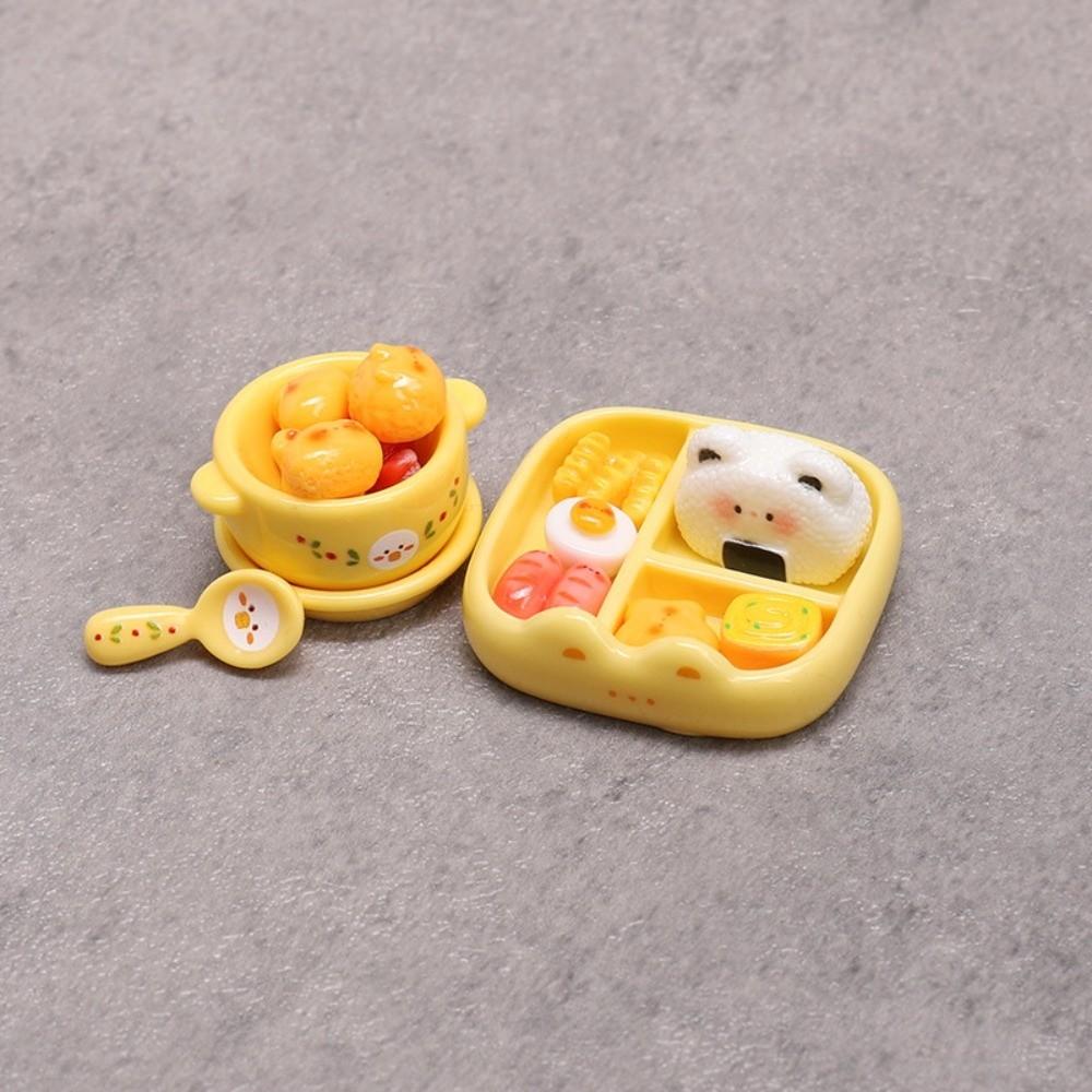 Mini Miniature Playset Pink Yellow Blue Realistic Food Model Lunch Food Ornament  Doll Accessories