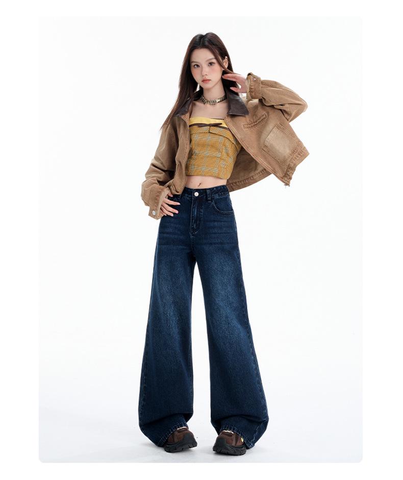 Dam 2025 Höst Retro Vida Ben Låg Midja Lätt Utsvängda Lösa Jeans