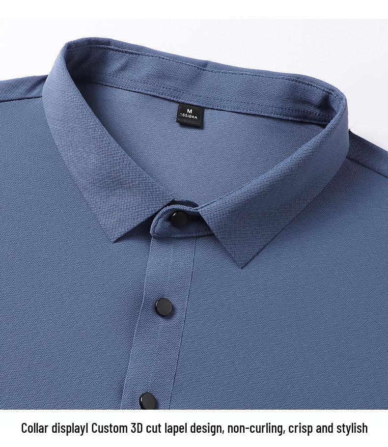 Men's Summer Ice Silk Seamless Polo Shirt - High Elastic, No-Iron, Short Sleeve Lapel T-shirt