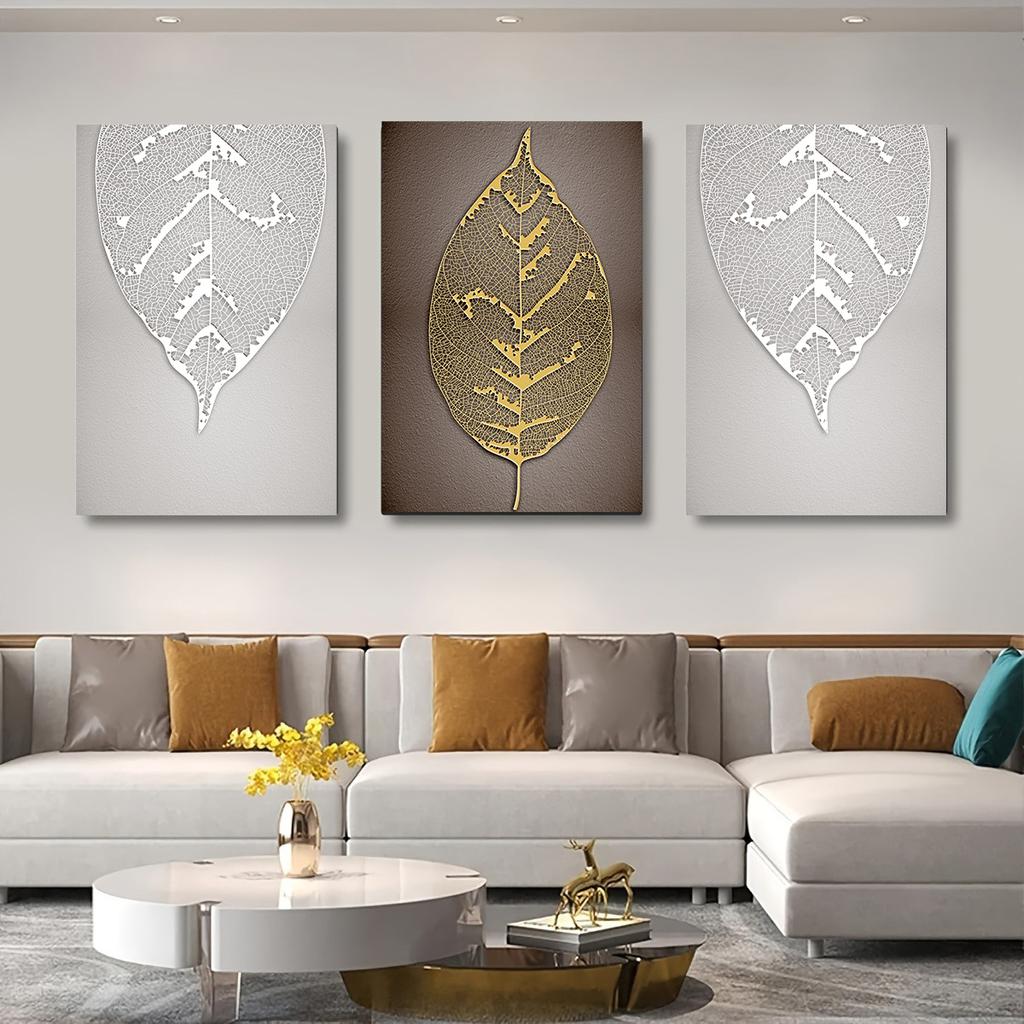 Nordic Golden Plant Leaves and Flowers Wall Art Canvas Painting Wall Pictures for Living Room Decoration Pictures Morden Decor