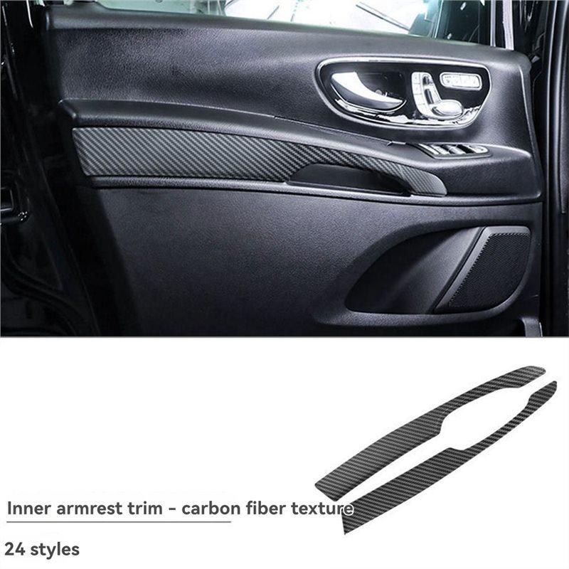 Car Inner Armrest Panel For Mercedes Benz Vito 2017-2025 Door Trim Decoration Accessories Carbon Fiber