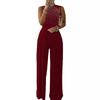 2023 Strass Weitbein-Jumpsuit: Europäischer & Amerikanischer Sommerstil, Taillenbetontes einfarbiges Kleid