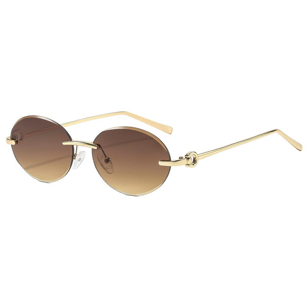 Elliptical Unisex Metal Frame Sunglasses With Uv400 Protection For Outdoor Fashion And Travel