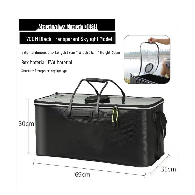 Foldable EVA Fishing Bucket - Portable, Thick, Live Fish Box with Shoulder Strap