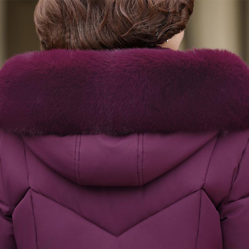Plus Size XL-6XL Winter Long Coat Female Outerwears Hooded Elegant Faux Fur Collar Loose Thick Warm Middle Age Woman Parka