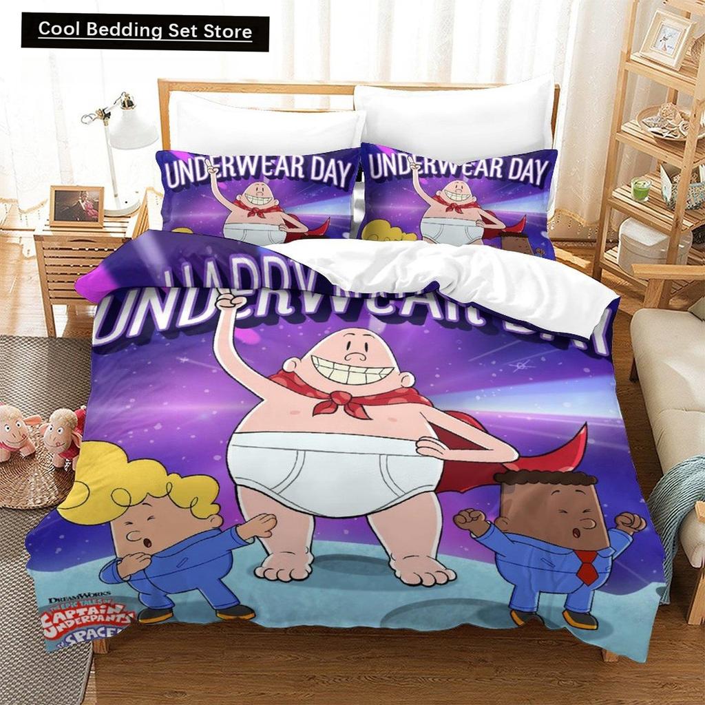 Módní kreslený Kawaii Kapitán Kalhotky Ložní souprava Jednolůžko Dvojlůžko Plná Queen King Size Ložní souprava Ložní souprava pro dospělé Dětská ložnice Sady povlečení na přikrývku