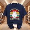 Ladies Funny Cat Tee Tummyache Survivor Printed Short Sleeve Casual Summer Top for Retro Style Lovers Clothing