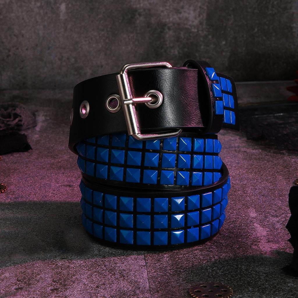 New Square Bead Rivet Belt for Women, Heavy Metal Belt for Men and Women, Y2K European and American Punk Rock Jeans Belt