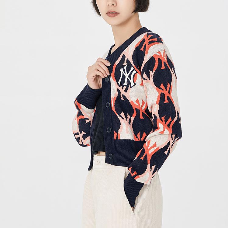 New MLB Old Flower Sweaters Women's Dark Marine Blue 3FKCY0124-50NYD