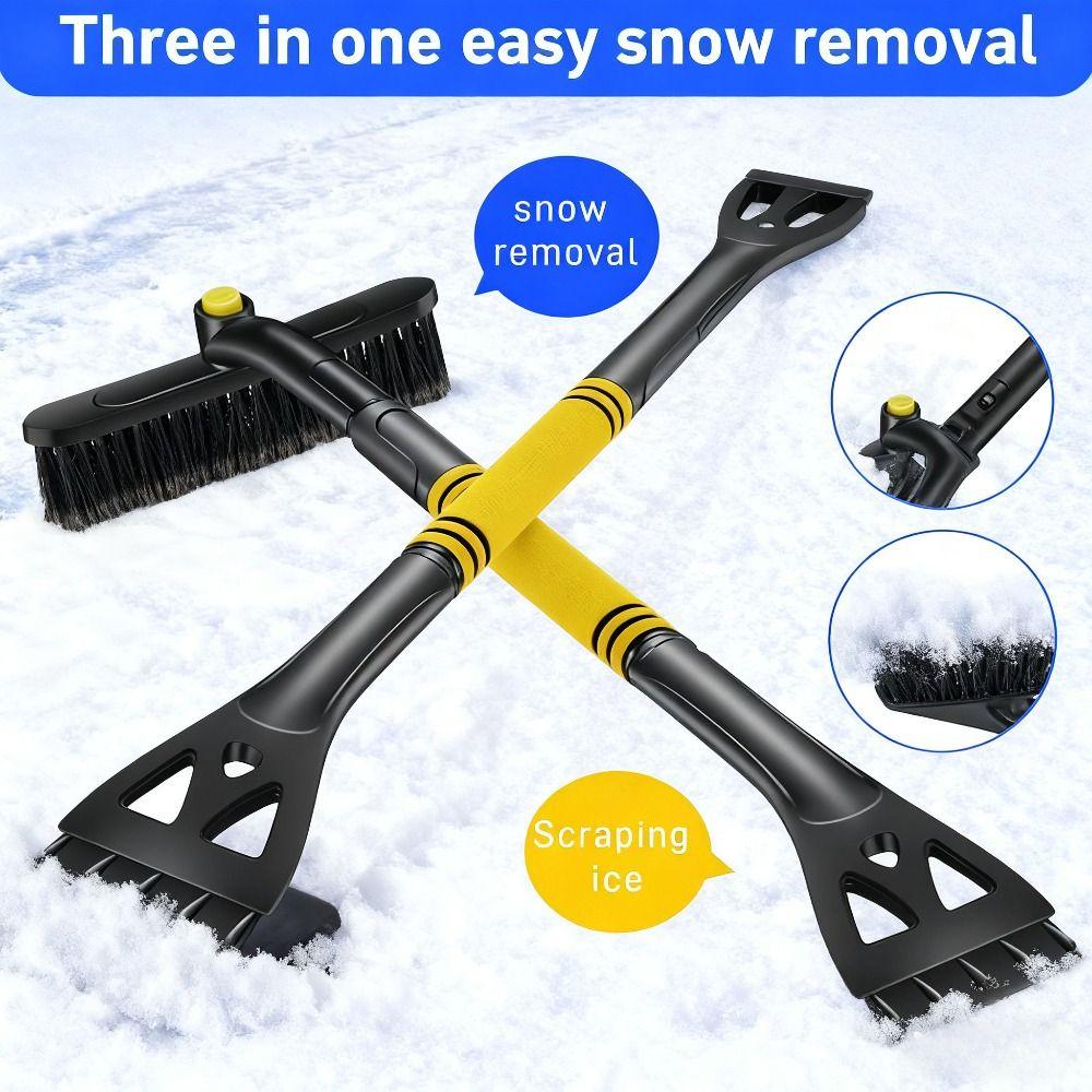Extendable Pole Car Snow Brush Detachable Snow Scraper Snow Removal Tool  Automotive Use