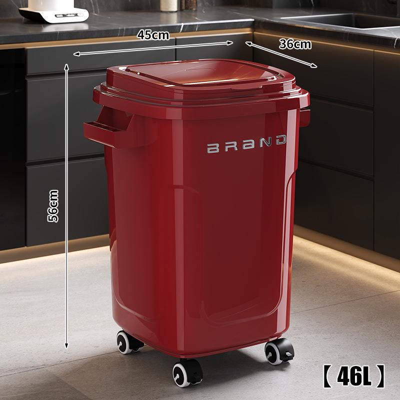Large Mobile Industrial-Style Kitchen Trash Can with Wheels for Indoor/Outdoor Use