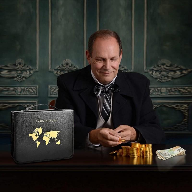 Large Capacity Coin Collection Album: Ancient and Commemorative Coins Loose-Leaf Collector Folder with Transparent Pages for Banknotes.