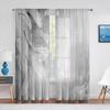 Pink Feather Modern Simple Sheer Voile Curtain for Girls Bedroom Living Room Decoration Chiffon Window Kitchen Tulle Curtains