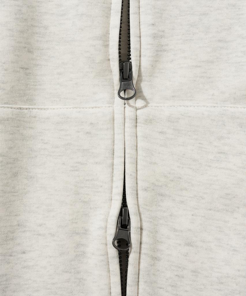 Butterfly Sportswear Original Embroidered Logo 2-Way Zip-Up Hoodie Oatmeal