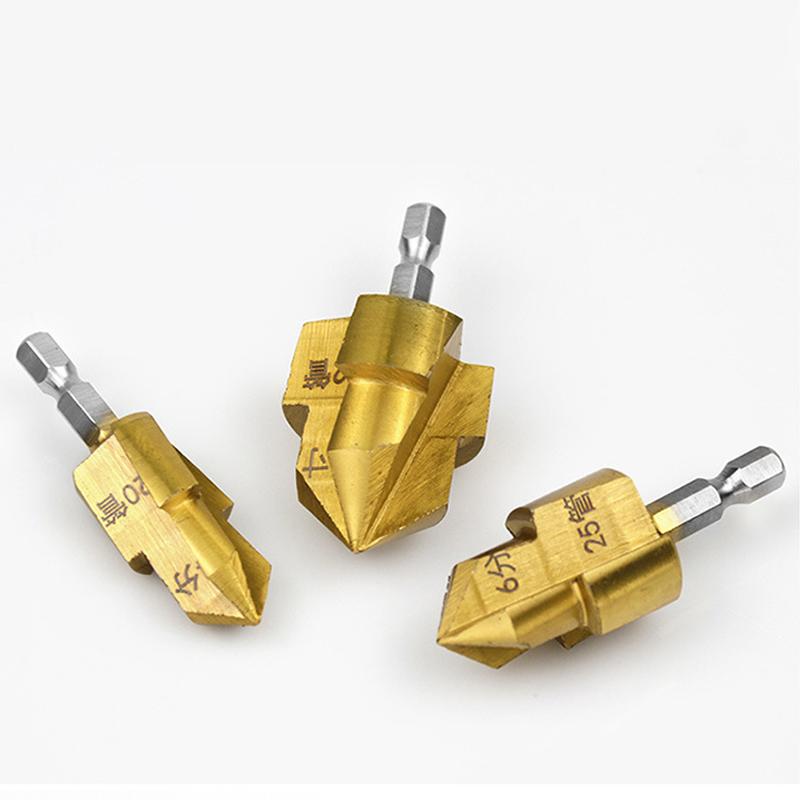 Three Blade Ppr Titanium Plated Upgraded Lifting Drill Bit Hexagonal Handle Water Pipe Drilling Reaming Repair Pipe Repair Tool