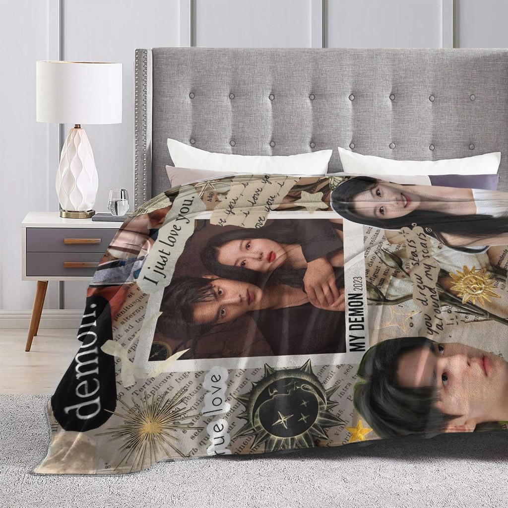 Song Kang my demon actor   Flannel Blanket  Soft Warm Throw Blanket for Bedroom Camping Aesthetic Bedspread Sofa Bed Cover