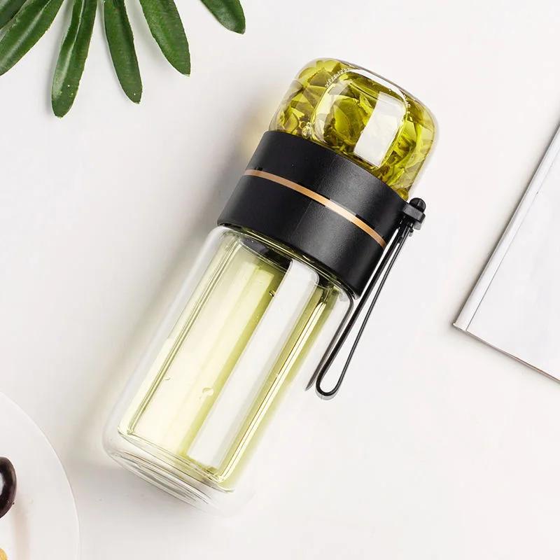 Creative Glass Thermos Mug 400ml Water Bottle Men and Women Portable Vacuum Flask Cup Teacup with Filter Business Gifts