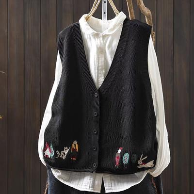 Vest for Women Cotton Autumn Winter Tops Knitted Sweater Vest Oversize  Down Casual V-neck Vest