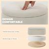 Chenille Storage Ottoman with Lid, Round Stool, Beige