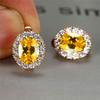 Dainty Bridal Crystal Oval Trendy Female Red Zircon Stone Earrings Vintage Rose Gold Color Wedding Jewelry For Women