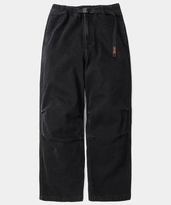 COLUMBIA UNIVERSITY Sl-Label Belted Parachute Denim Pants Black Denim