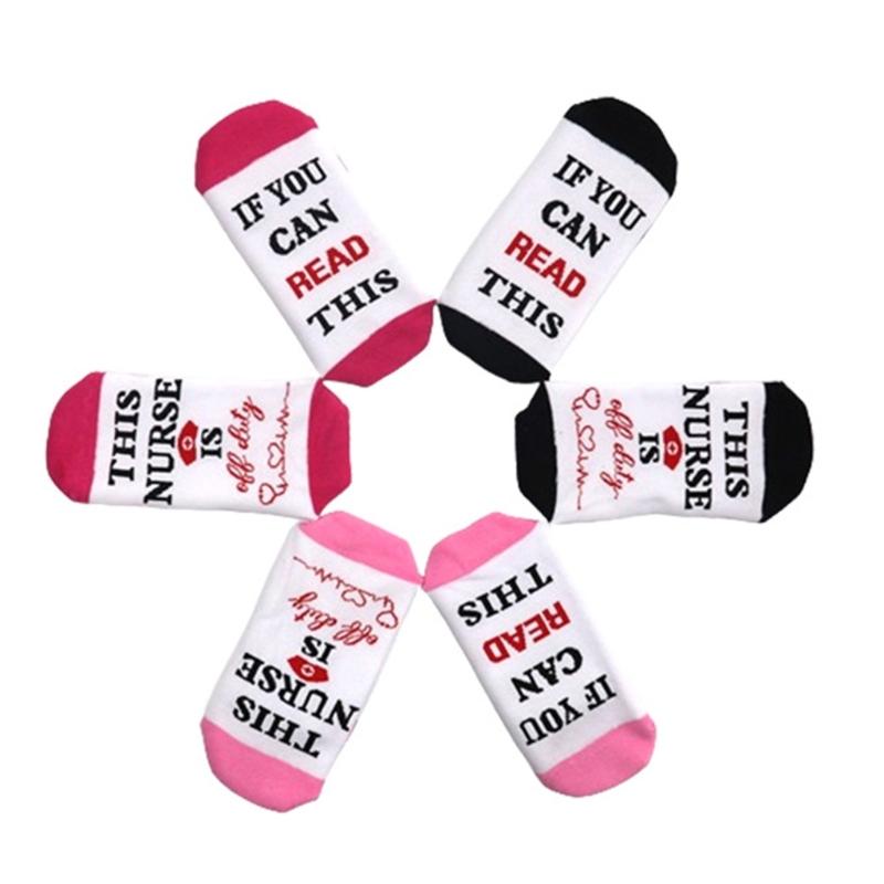 1 Pair Nurse Socks Novelty If You Can Read This Offduty Letters Jacquard Designs Comfortable Breathable Cotton Socks