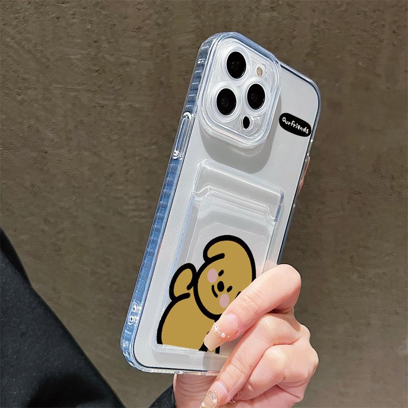 Card Slot Holder Silicone Wallet Pocket Case For Xiaomi Redmi Note 11 12 13 iPhone 17 16 15 Tecno Spark 10C Infinix Note 30 Cover Clear Phone Bumper