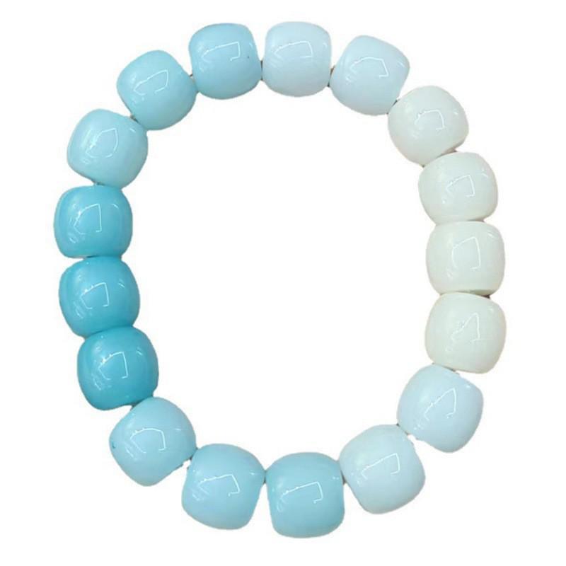 Ice White Jade Wenwan Bracelet: Soft Gradient Pink- Student Edition, Round Beads
