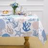 Summer Ocean Starfish Sea Shell Rectangle Tablecloth Table Decor Washable Polyester Kitchen Dining Table Cloth Party Decorations