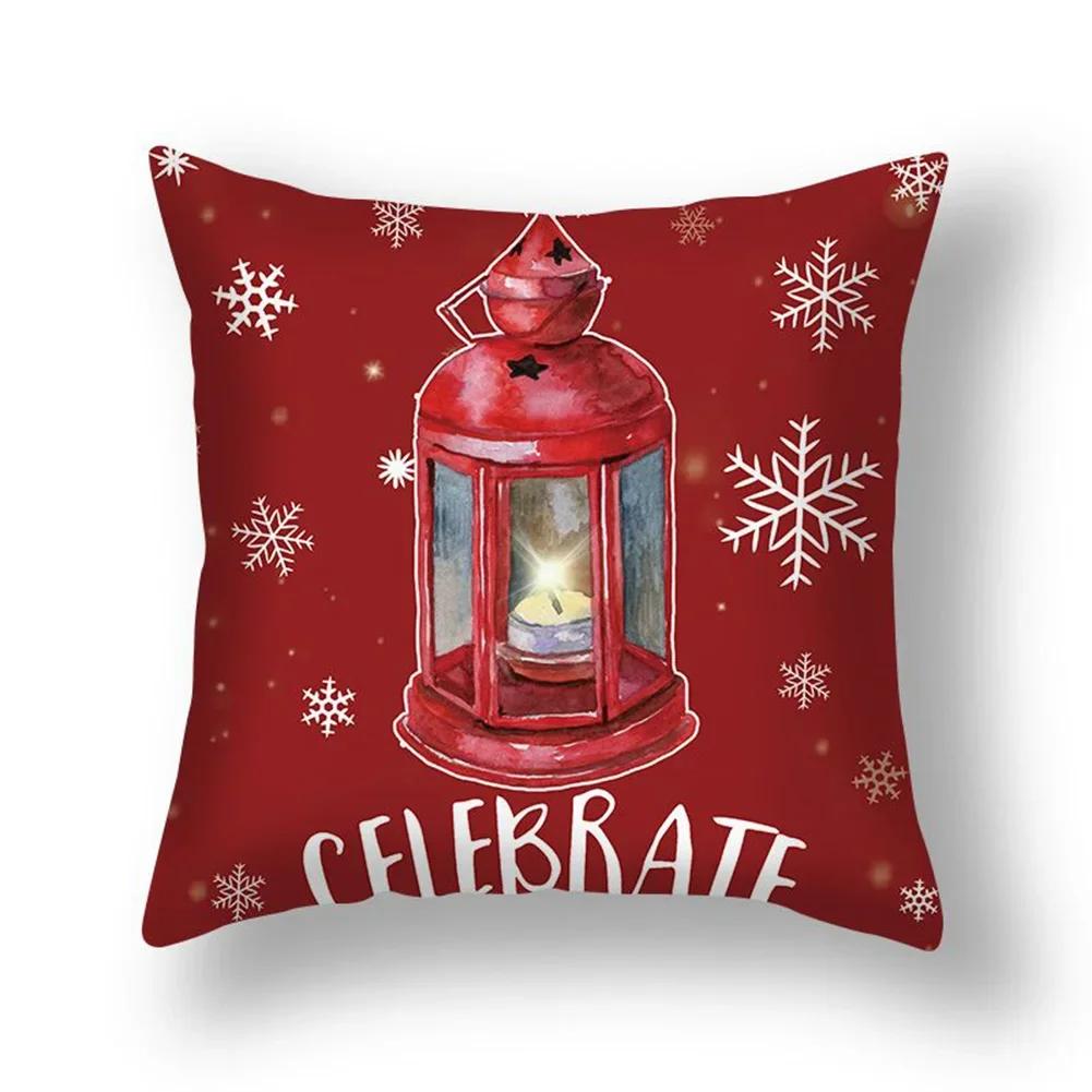Home Christmas Cushion Cover Pillowcase Christmas Pillowcase Sofa Decorations Happy New Year Pillowcase Funda De Almohada