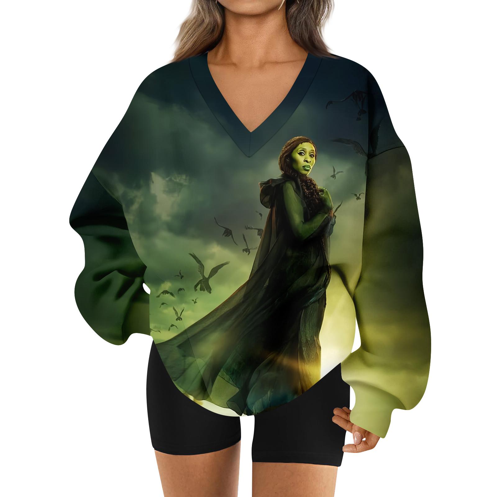 

Женская свободная и удобная спортивная одежда с V-образным вырезом, толстовка с длинными рукавами, повседневная одежда для сочетания L