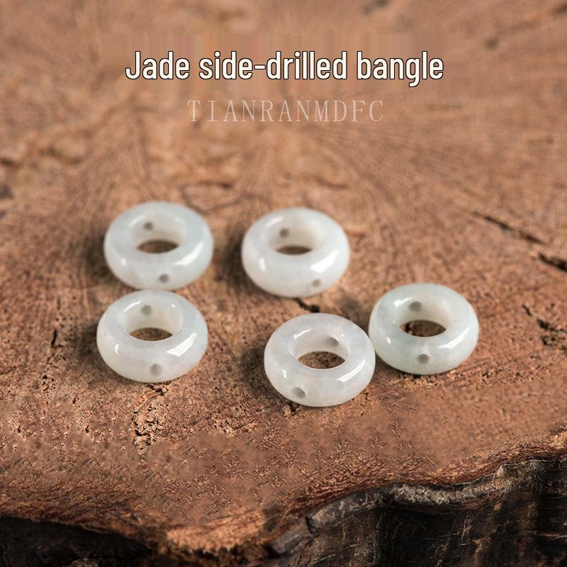 

A-Grade Natural Burmese Jade Side-Drilled Ring Spacer Beads for DIY Beading