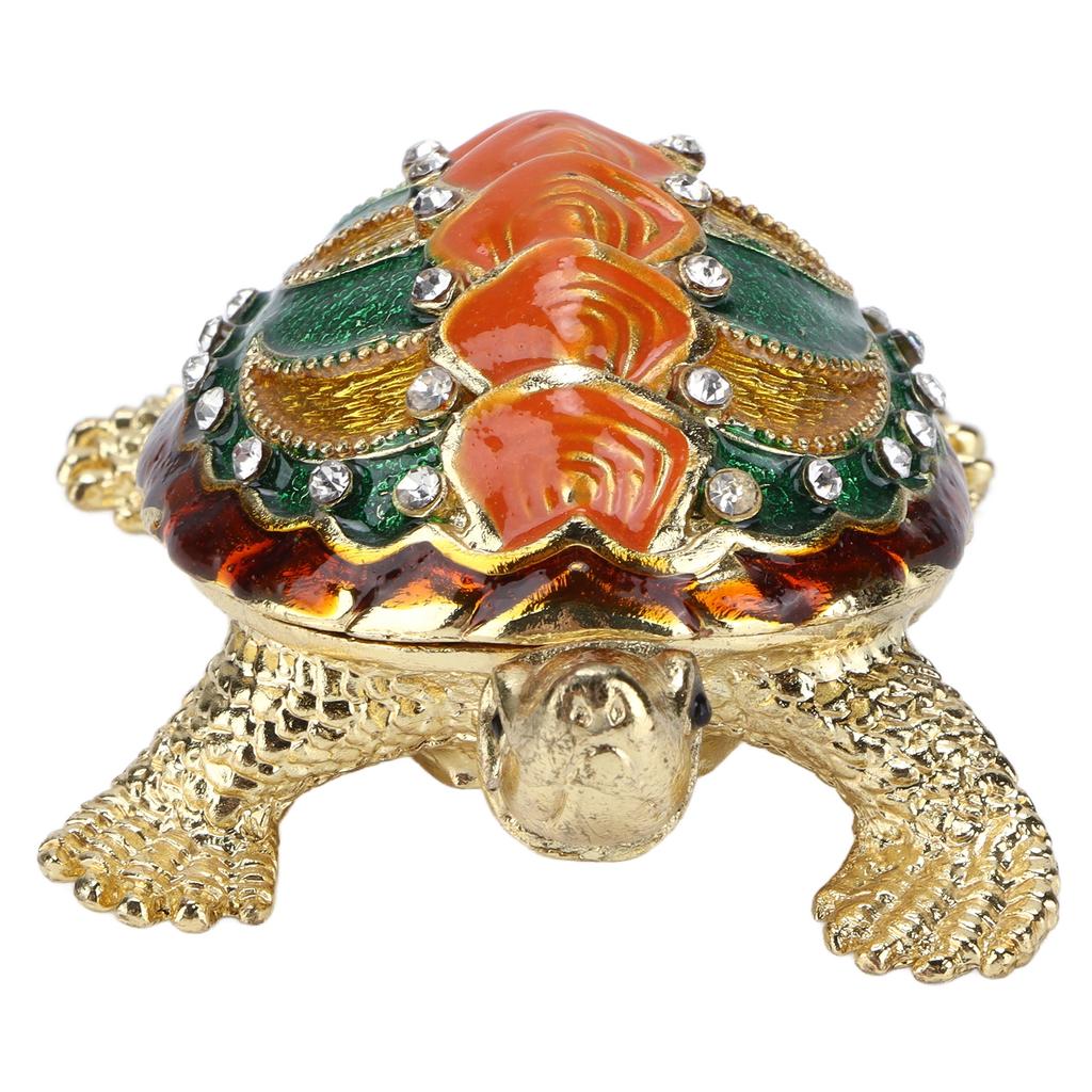 Turtle Trinket Box Turtle Band Jewelry Trinket Box with Painted Electroplated Rhinestone for Earrings Necklace Storage