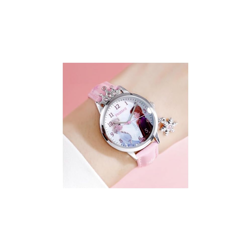 Disney Girls' Elsa and Anna Pink Watch 020 Gift Edition Kids' Wristwatch