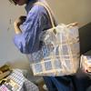 Summer Jelly Women Fashion Transparent Handbag Large Capacity Beach Bag Casual Woven Shopping Basket Tote MIT