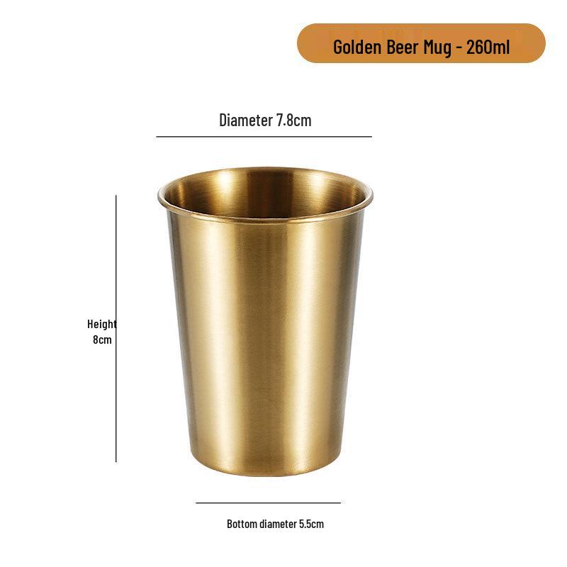 Gold 304 Stainless Steel Beer Mug - Single Layer, Stackable Outdoor Cup for Cold Drinks