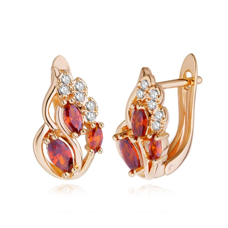 

MINTHA модные ювелирные изделия премиум-класса с красным фианитом цвета розового золота, серьги-клипсы для женщин, свадебные серьги A