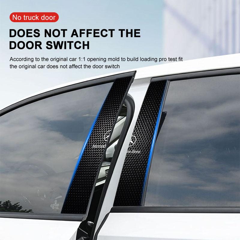 Car Emblem Center Pillar Sticker Auto Door Decorative Stickers For Mercedes Benz AMG W212 W205 W246 W177 W176 W213 GLC GLE GLS ML Welcome Laser Lamp