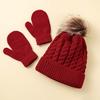 Yousheng 3Pcs/Set Kids Hat Scarf Glove Set Plush Ball Decor Twist Texture Thickened Warm Brimless Hat Long Scarf Touch Screen Gloves Set